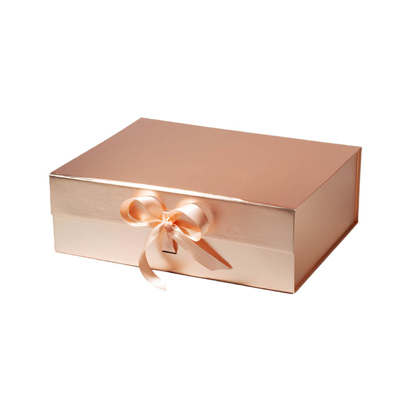 A4 Magnetic Gift Boxes with Ribbon Rose Gold 330x255x115mm - 25pcs